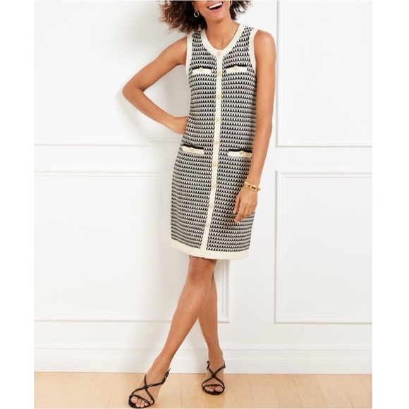 Talbots Dresses & Skirts - Talbots Textured Tweed Lady Dress Med Sweater Cotton Knit Classic Old Money NWT